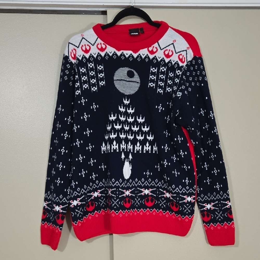 Star Wars Men's Sweater - Red, Blue, and White Size XL
